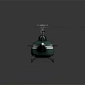 Detailed Green Helicopter with White Stripes and Rotor Blades on