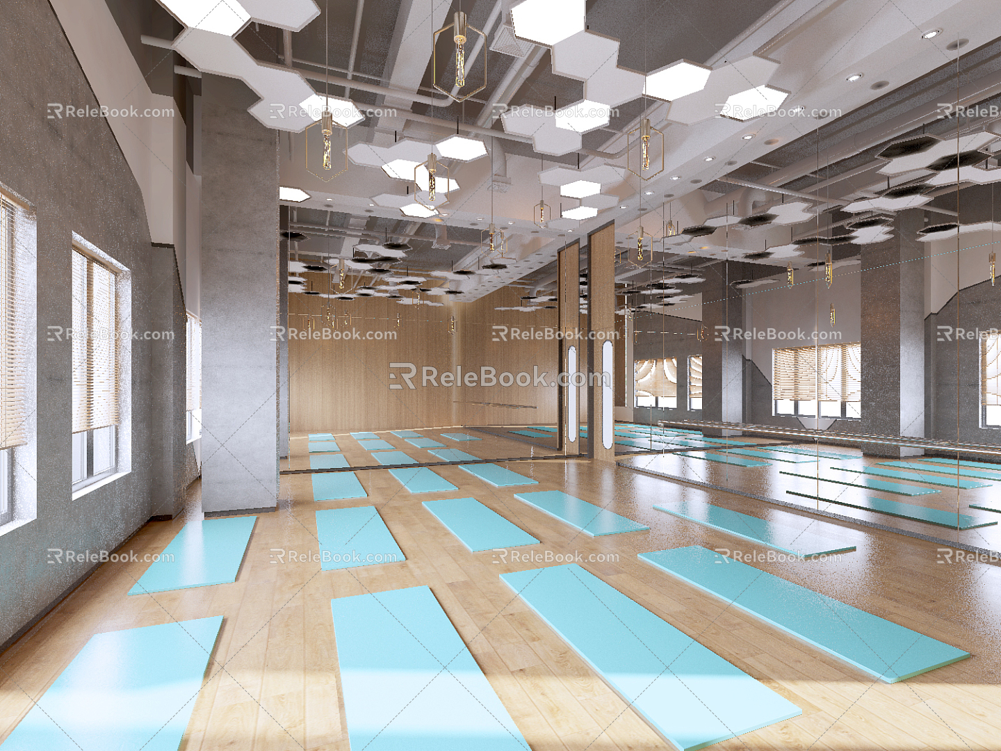 Modern Yoga Studio Yoga Classroom 3d model