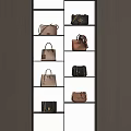 Stylish Handbags Display On Modern Shelves With Black Brown Beige Colors And Designs