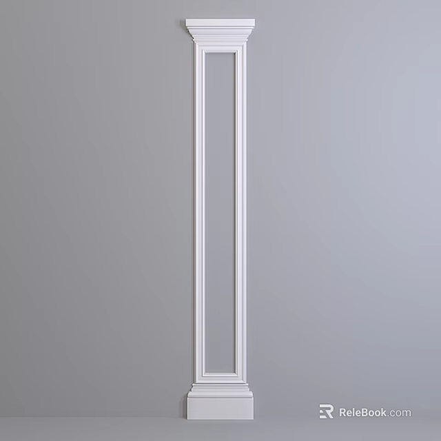 White Vertical Decorative Component With Sleek Frame And Smooth Surface Design 3d model 