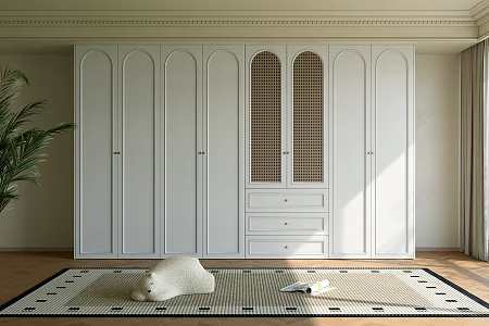French Retro Bedroom Wardrobe Combo 3d model