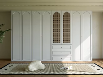 French Retro Bedroom Wardrobe Combo 3d model