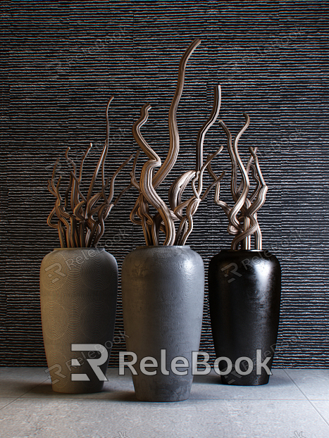 Modern vase with dried branches model