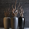 Modern vase with dried branches 3d model