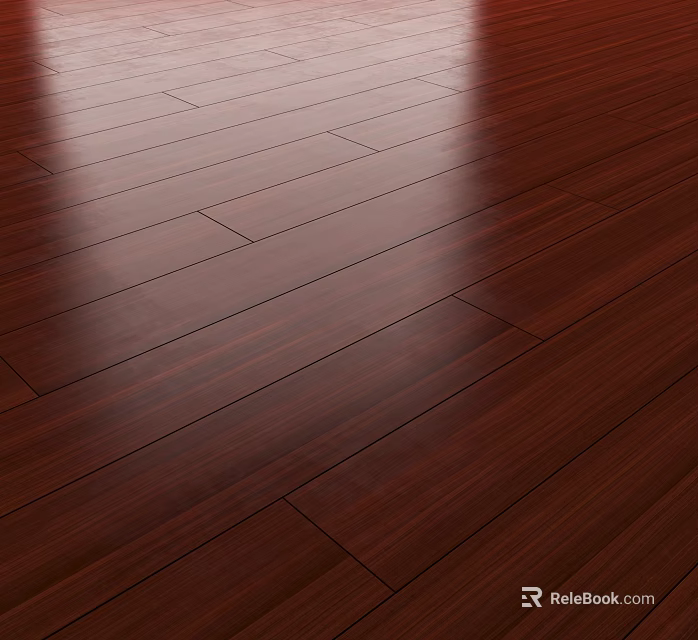 Dark Polished Wooden Floor With Natural Grain And Smooth Surface For Interior Design 3d model 