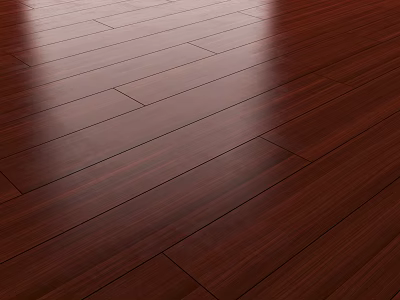 Dark Polished Wooden Floor With Natural Grain And Smooth Surface For Interior Design 3d model