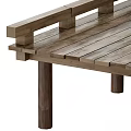 Wooden Road Boardwalk Structure With Wooden Planks Railings And Supporting Posts