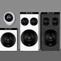 Modern Style Washing Machines In Black And White With Digital Control Panels