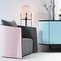 Modern Side Cabinet Side Cabinet Single Sofa Combination 3d model