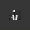 Modern Espresso Machine With Stainless Steel Black Design And Stacked White Cups