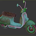 Vintage Light Blue Rusted Scooter With Rearview Mirrors And Classic Design