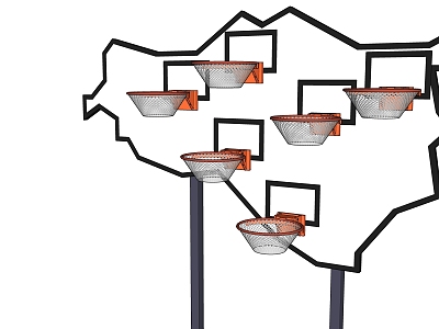 Sports ground Wolf court basketball stand basketball frame 3d model