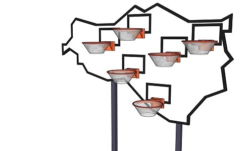 Sports ground Wolf court basketball stand basketball frame 3d model