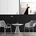 Modern leisure table and chair combination mesh structure single chair 3d model