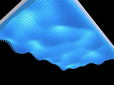 Modern Architectural Ceiling Design With Blue 3D Wave Pattern And Smooth Texture 3d model