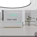 Modern Bright White Office Reception Desk With Comfortable Waiting Area And Neat Functional Coffee Corner