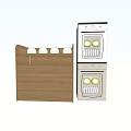 Modern Kitchen With Built In Stainless Steel Ovens Wooden Cabinet Open Shelf And White Bowls