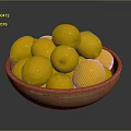 Vibrant Yellow Lemons Filled in a Handmade Wooden Bowl on Dark Table