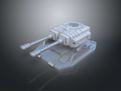 Gray 3D Model Tank With Dual Cannons And Detailed Armor Design Render 3d model