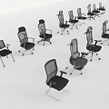 Multiple Black Office Chairs With Various Styles For Modern Office Spaces 3d model