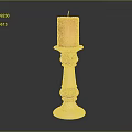 Ornamental Candle Holder With Red Candle And Carved White Brown Base Design
