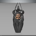 Fantasy Character With Creature Inspired Horned Headpiece Masked Face And Vibrant Eyes 3D Render