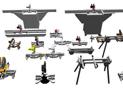 Various Types Of Mechanical Components With Industrial Tools Fixtures And Supports 3d model