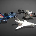 Fighter Jet Models Featuring Various Designs and Different Color Variations Together 3d model