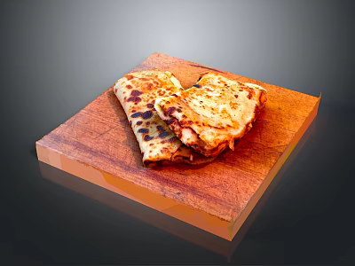 Delicious Grilled Flatbread Slices with Golden Brown Crust on a Wooden Cutting Board Platter 3d model