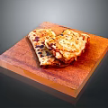 Delicious Grilled Flatbread Slices with Golden Brown Crust on a Wooden Cutting Board Platter