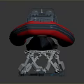 Red and Gray Inflatable Boat with Seats on Display Stand