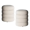 Modern Round Beige Soft Fabric Stackable Stools with Layered Design