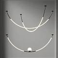 Modern Chandelier with Curved LED Light Strips and Minimalist Design for Contemporary Interior