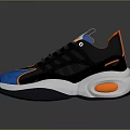 Modern Stylish Sports Shoes With Black Blue Orange Color And Thick Sole Design