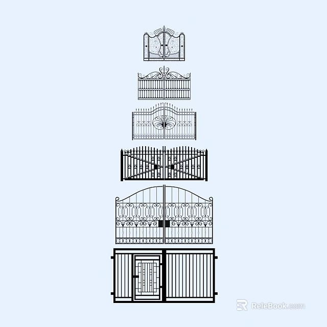 Various Wrought Iron Gate Designs With Ornamental Patterns And Decorative Styles 3d model 