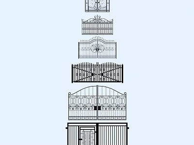 Various Wrought Iron Gate Designs With Ornamental Patterns And Decorative Styles 3d model
