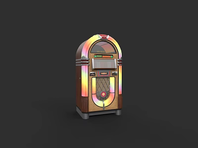Vintage Jukebox With Wooden Structure Metal Accents And Colorful Lights Design 3d model