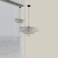 Modern White Layered Chandelier Design For Interior Space With Window Blinds