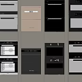 Stylish Kitchen Appliances With Various Built In Ovens And Microwaves Arranged In Wall Cabinets