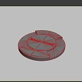 Gray Circular Mechanical Component With Cross Shaped Lines And Symmetric Notches
