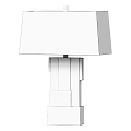 Contemporary Table Lamp With Geometric Wooden Base And White Fabric Shade