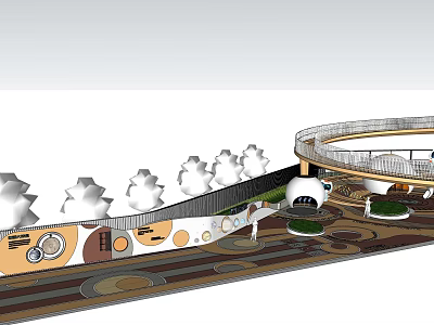 Colorful Children's Playground With Curved Structures Climbing Elements And Safe Design 3d model