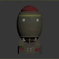 Artillery Weapon With Green Body Red Top Yellow Stripes Circular Holes and Red Base
