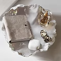Elegant Decorative Accessory Collection With Coffee Cup Mini Bag Gold Headband Perfume Bottle And Tray