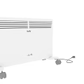 White Portable Electric Heater With Wheels And Power Cord For Indoor Heating