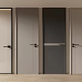 Modern Interior Swing Doors Featuring Different Colors Vertical Stripes and Frosted Glass for Home Office