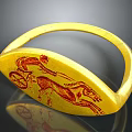 Yellow Decorative Bracelet With Red Chariot And Horse Pattern For Daily Use