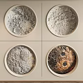 Round Moon Surface Texture Wall Decor With Silver Gold Brown Tones 3d model