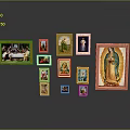 Diverse Framed Religious Paintings Featuring The Last Supper And Madonna
