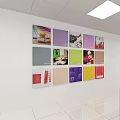 Modern Conference Room With Black Chairs Large Screen TV And Colorful Dot Decorations